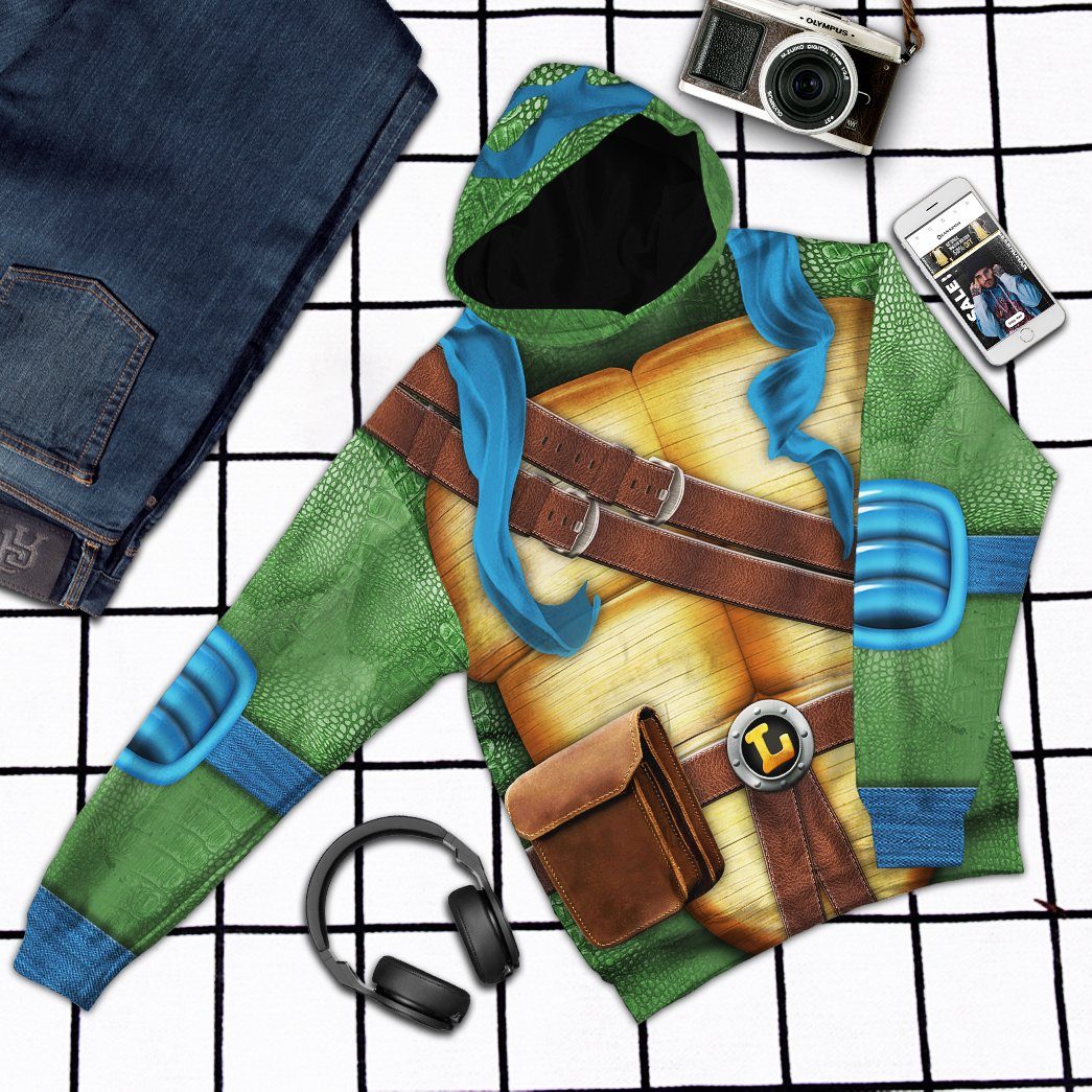 Leonardo Turtle 3D Hoodie Ninja Turtle Costume Shirt - iTeeUS