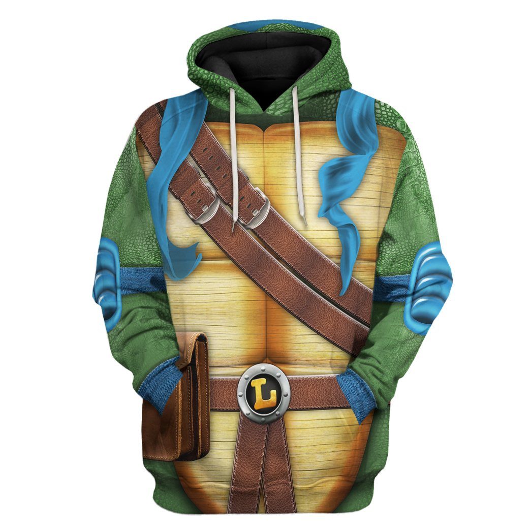 Ninja Turtle 3D Hoodie Leonardo Turtle Costume Shirt Family Group - iTeeUS