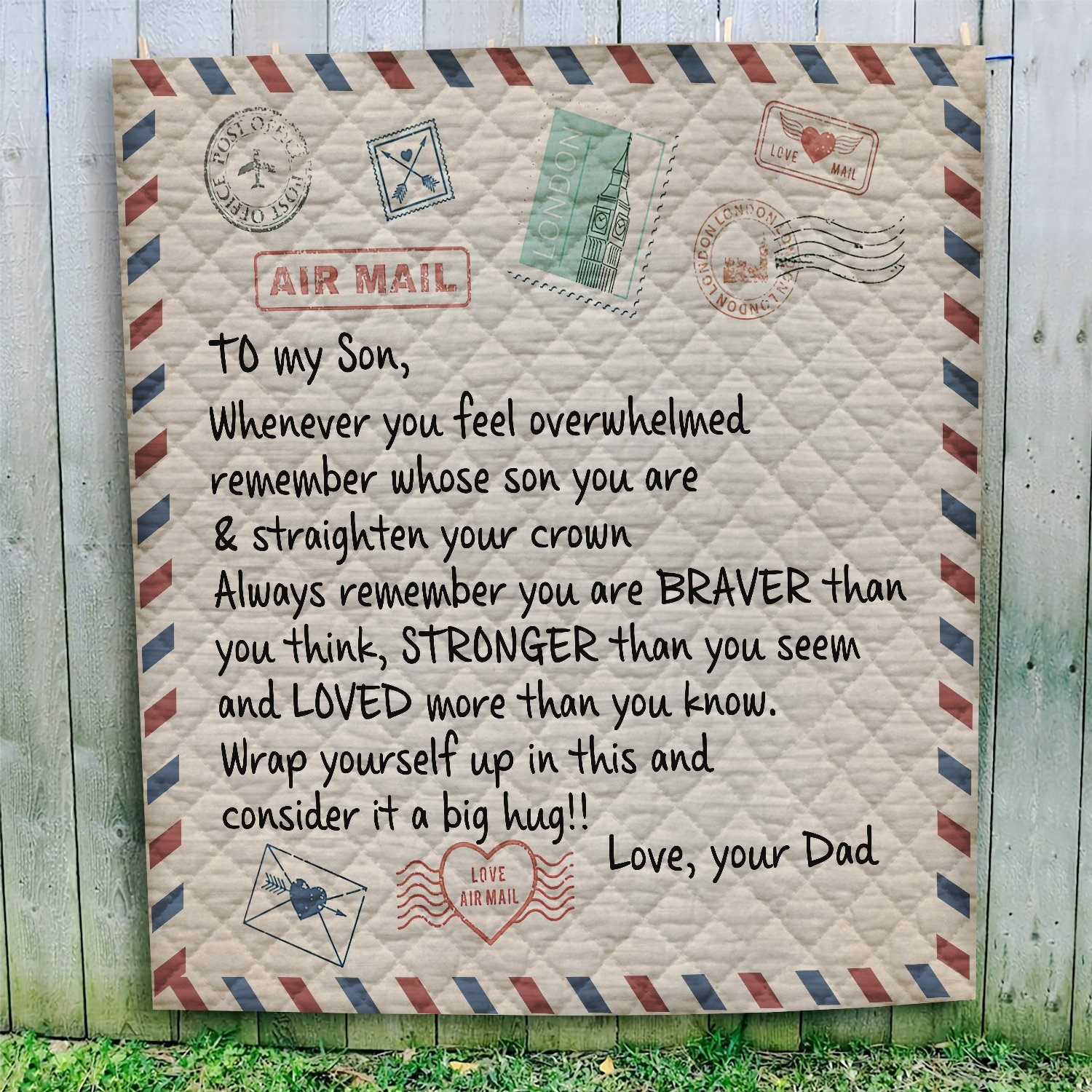 Gearhuman 3D Letter To Son From Dad Custom Quilt GW10099 Quilt 