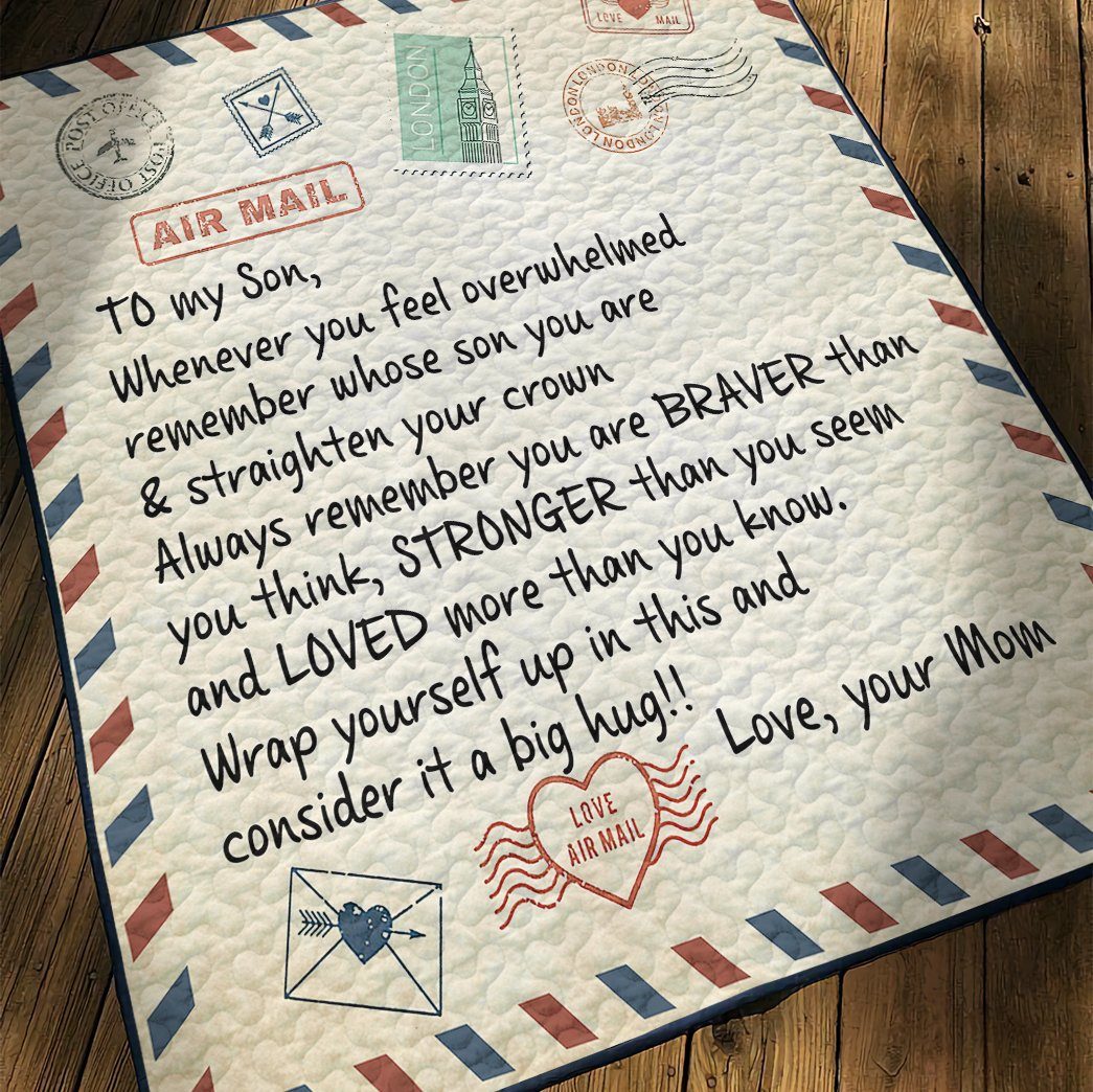 Gearhuman 3D Letter To Son From Mom Custom Quilt GW10094 Quilt 