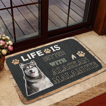 Gearhumans 3D Life Is Better With A Alaskan Malamute Custom Doormat