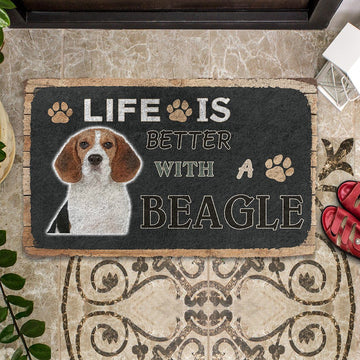 Gearhumans 3D Life Is Better With A Beagle Custom Doormat