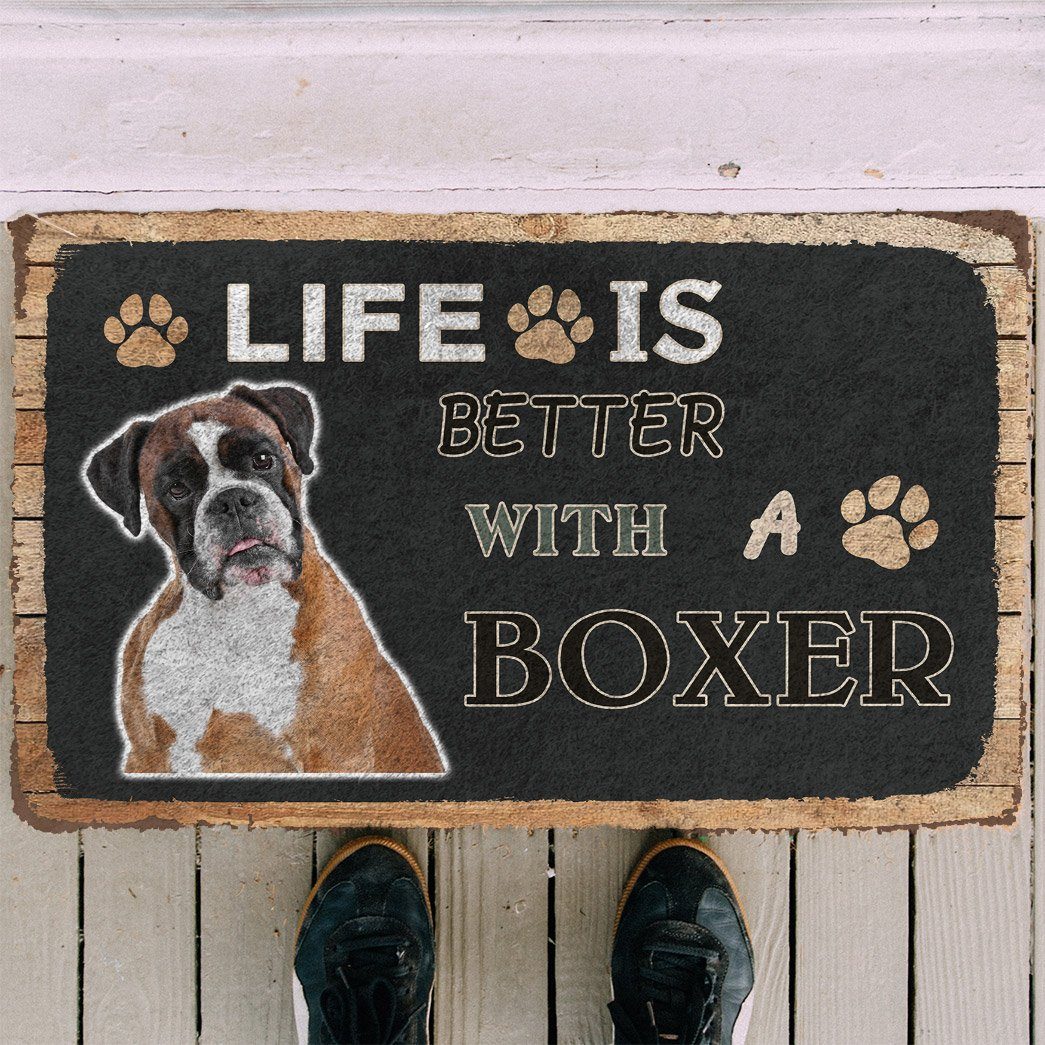 Gearhuman 3D Life Is Better With A Boxer Custom Doormat GW01032 Doormat