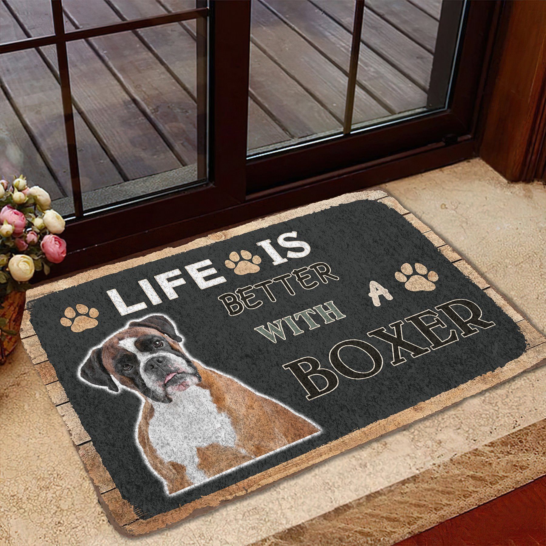 Gearhuman 3D Life Is Better With A Boxer Custom Doormat GW01032 Doormat