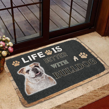 Gearhumans 3D Life Is Better With A Bulldog Custom Doormat