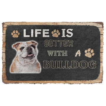 Gearhumans 3D Life Is Better With A Bulldog Custom Doormat