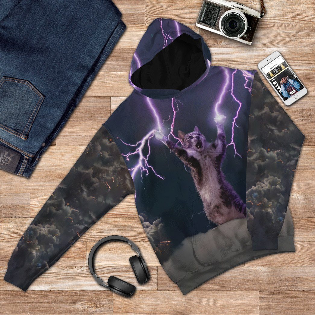 Gearhuman 3D Lightning Cat Custom Hoodie Apparel GW08102 3D Apparel 