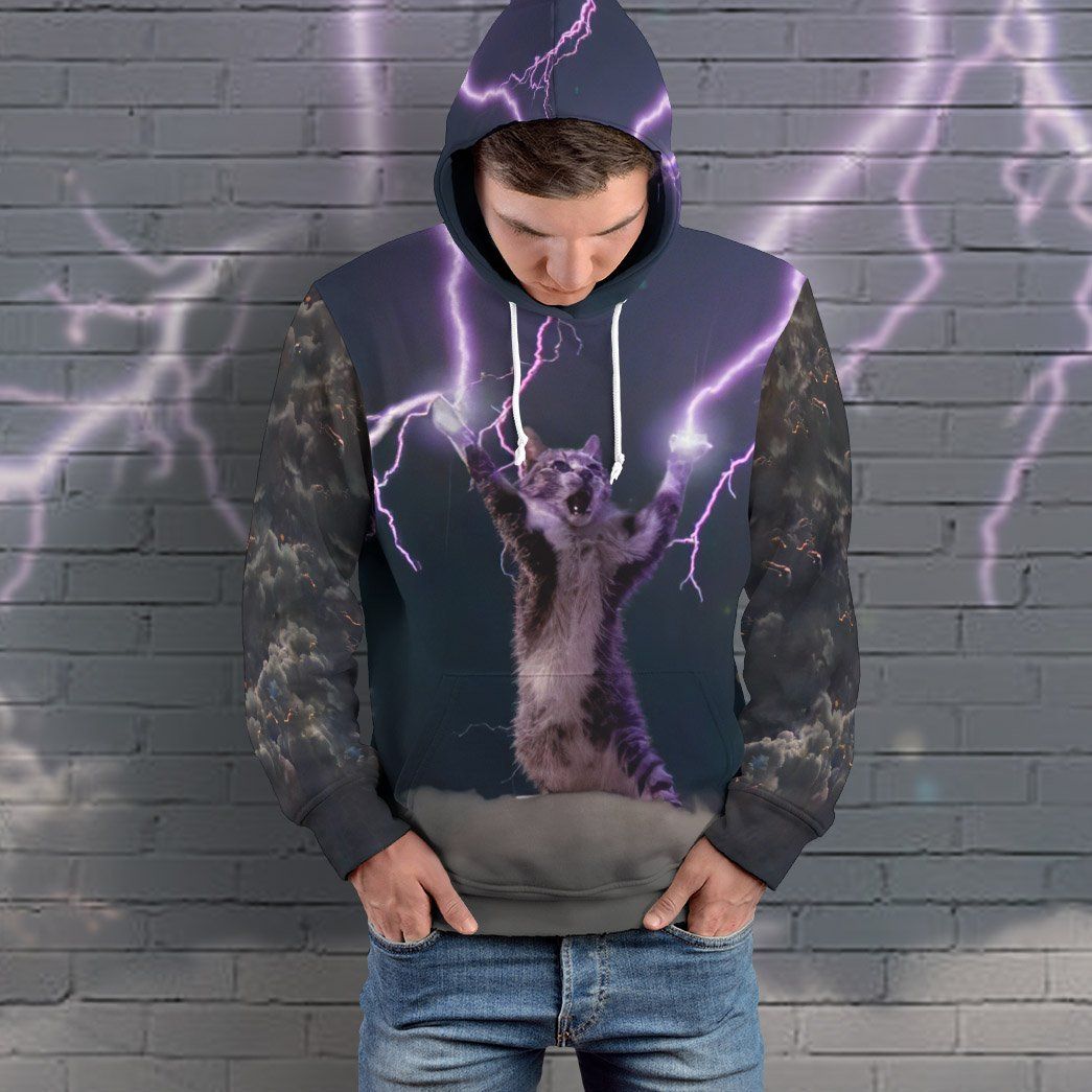 Gearhuman 3D Lightning Cat Custom Hoodie Apparel GW08102 3D Apparel 