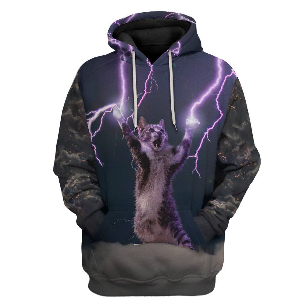 Gearhuman 3D Lightning Cat Custom Hoodie Apparel GW08102 3D Apparel Hoodie S 