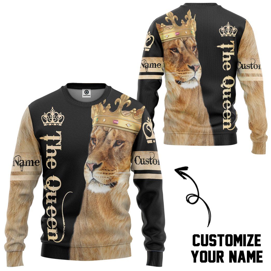Gearhuman 3D Lion Queen Custom Name Tshirt Hoodie Apparel GB12016 3D Apparel 