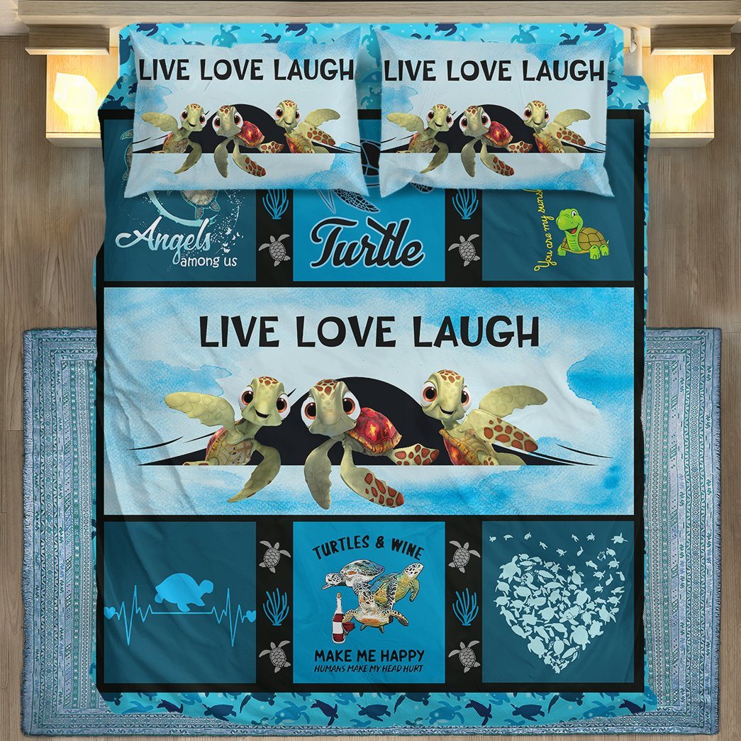 Gearhuman 3D Live Love Laugh Turtle Custom Bedding Set GB28016 Bedding Set