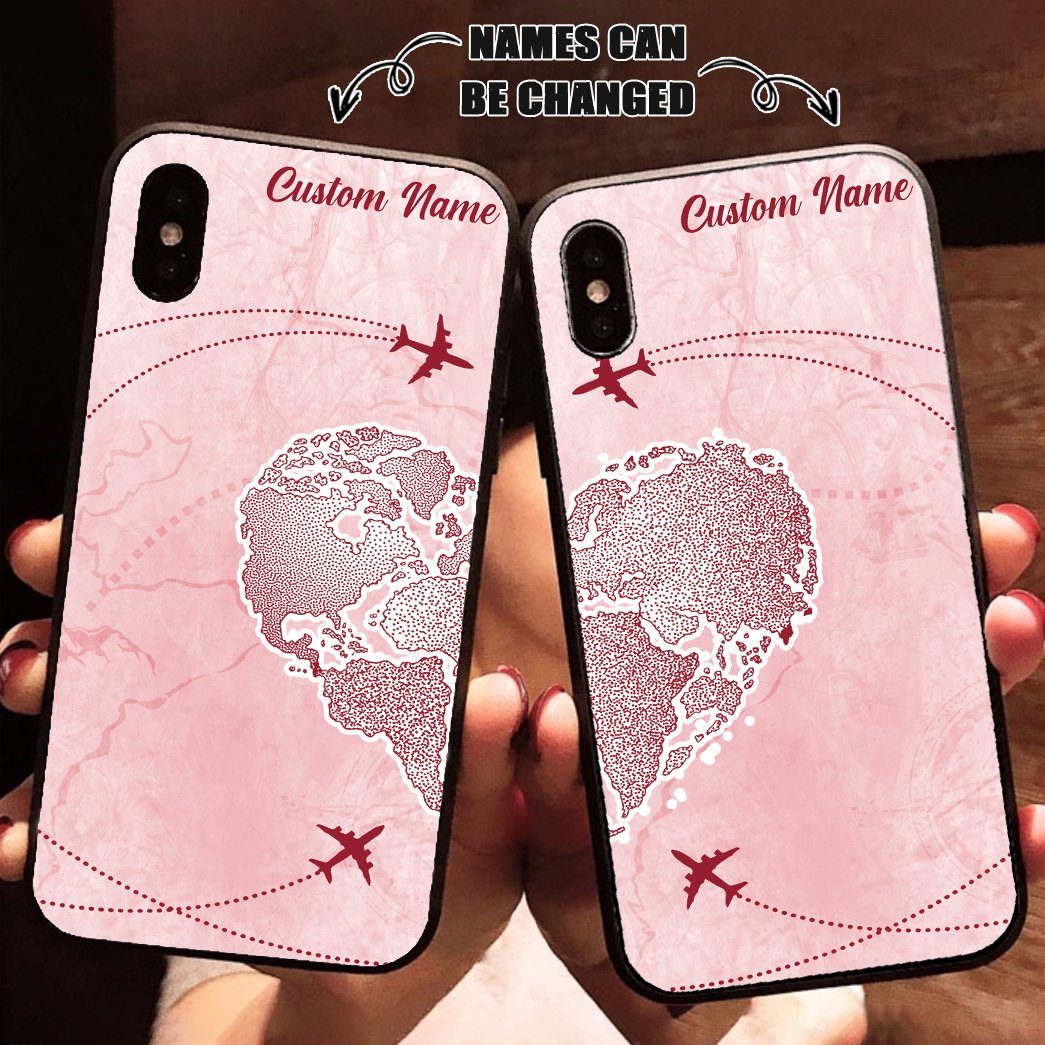 Gearhuman 3D Long Distance Relationship Custom Name Phonecase GB12015 Glass Phone Case 