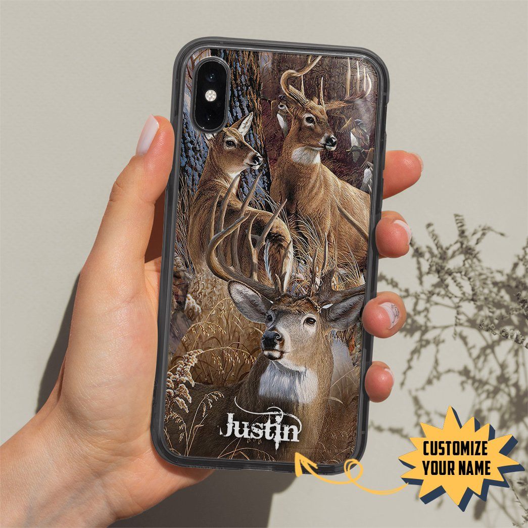 Gearhuman 3D Love Deer Hunting Custom Name Phonecase GB02034 Glass Phone Case
