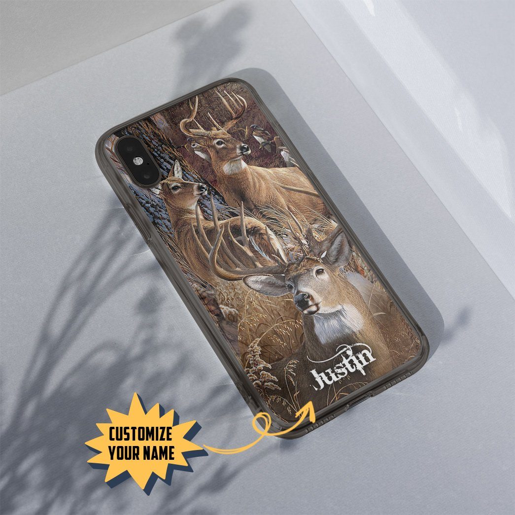 Gearhuman 3D Love Deer Hunting Custom Name Phonecase GB02034 Glass Phone Case