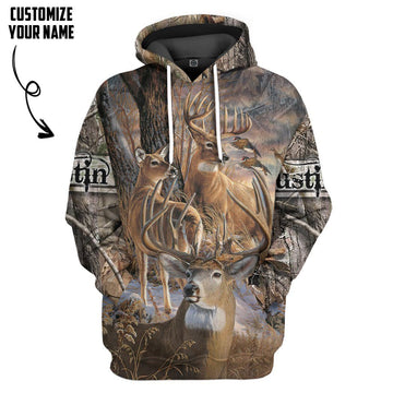 Gearhumans 3D Love Deer Hunting Custom Name Tshirt Hoodie Apparel