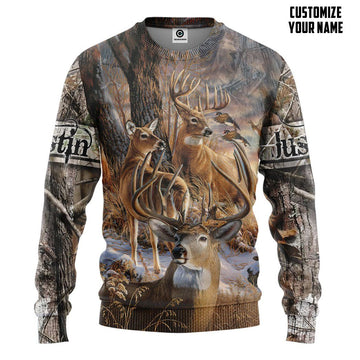 Gearhumans 3D Love Deer Hunting Custom Name Tshirt Hoodie Apparel