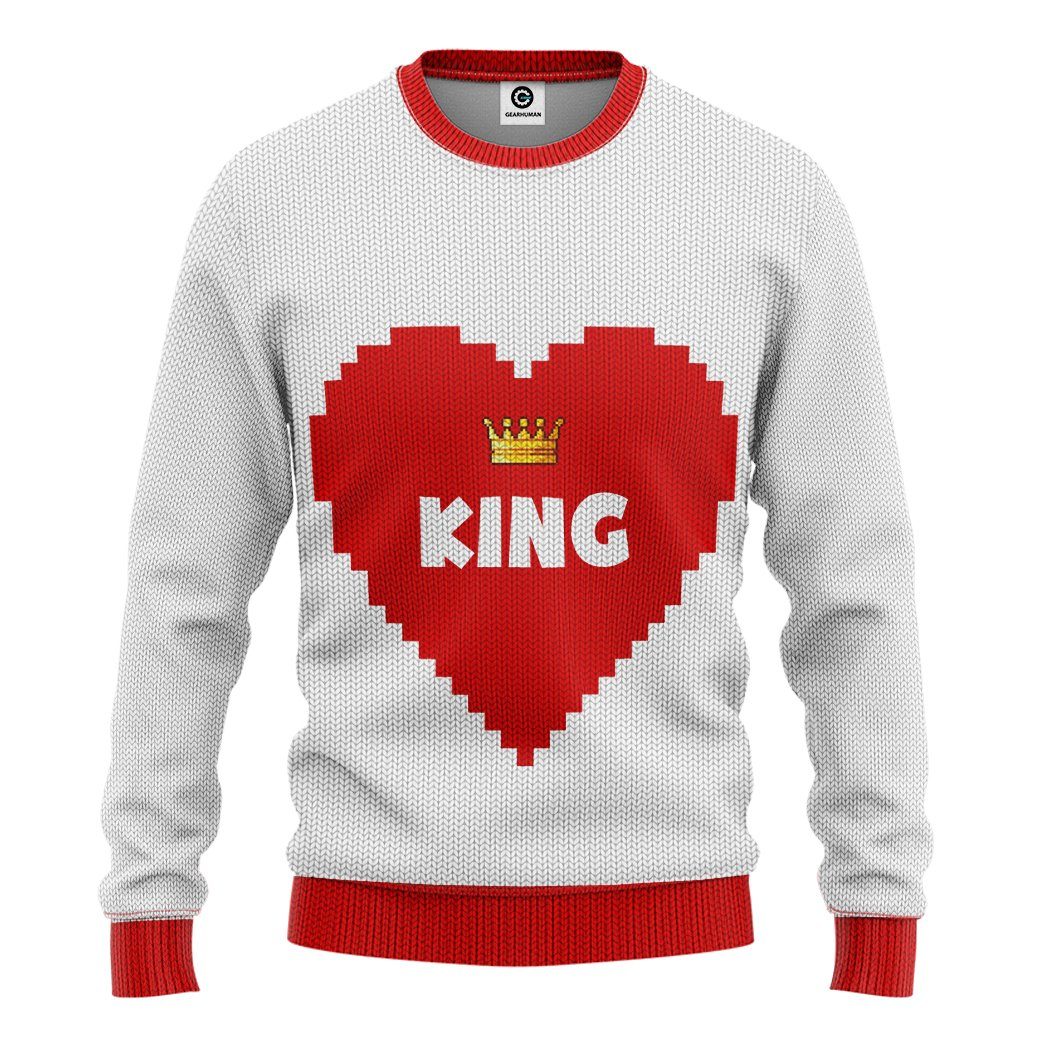 Gearhuman 3D Love King Tshirt Hoodie Apparel GB31122 3D Apparel Long Sleeve S 