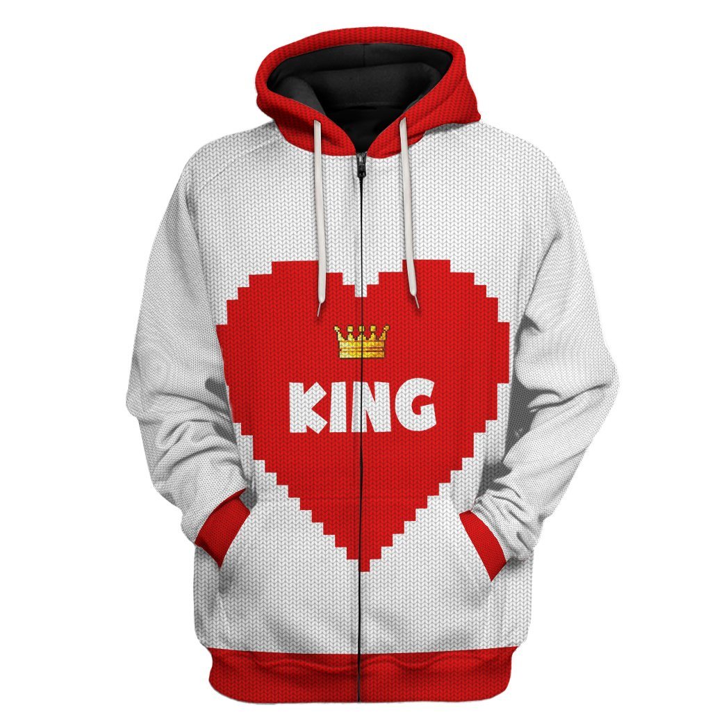 Gearhuman 3D Love King Tshirt Hoodie Apparel GB31122 3D Apparel Zip Hoodie S 