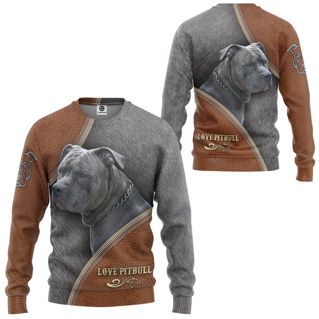 Gearhuman 3D Love Pitbull Tshirt Hoodie Apparel GV190219 3D Apparel