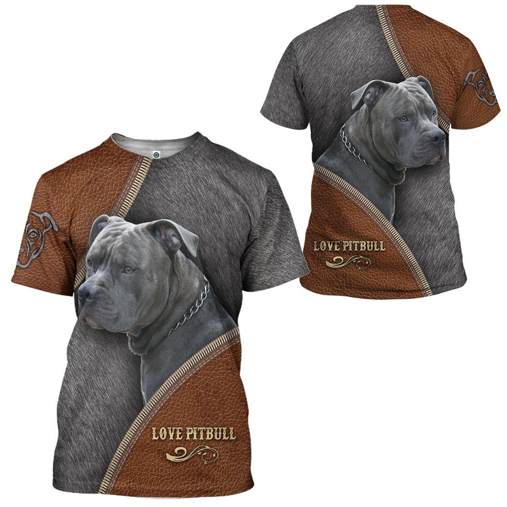 Gearhuman 3D Love Pitbull Tshirt Hoodie Apparel GV190219 3D Apparel