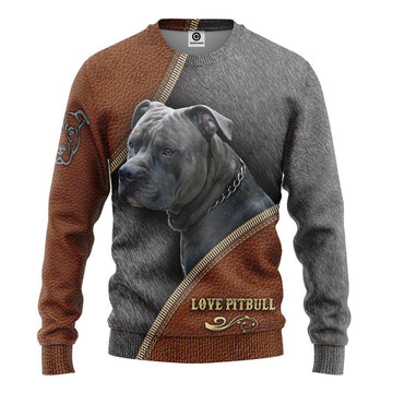 Gearhumans 3D Love Pitbull Tshirt Hoodie Apparel