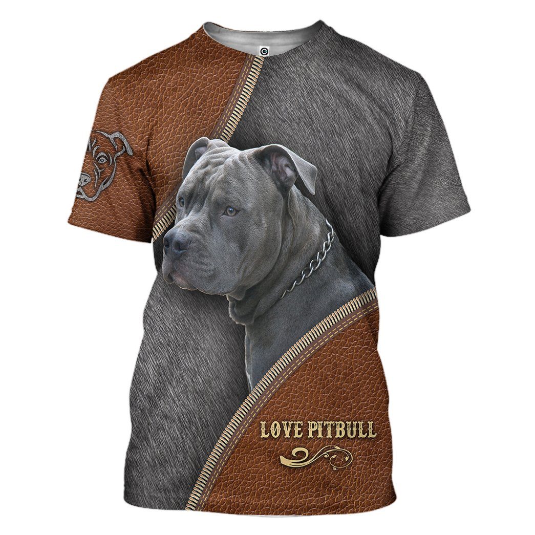 Gearhuman 3D Love Pitbull Tshirt Hoodie Apparel GV190219 3D Apparel T-Shirt S