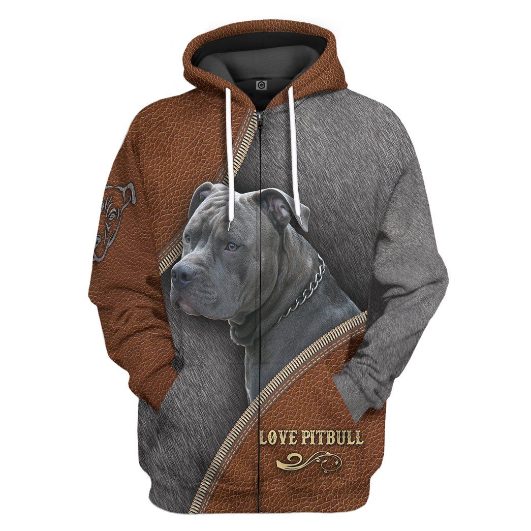 pitbull gear Gearhumans 3D Love Pitbull Tshirt Hoodie Apparel