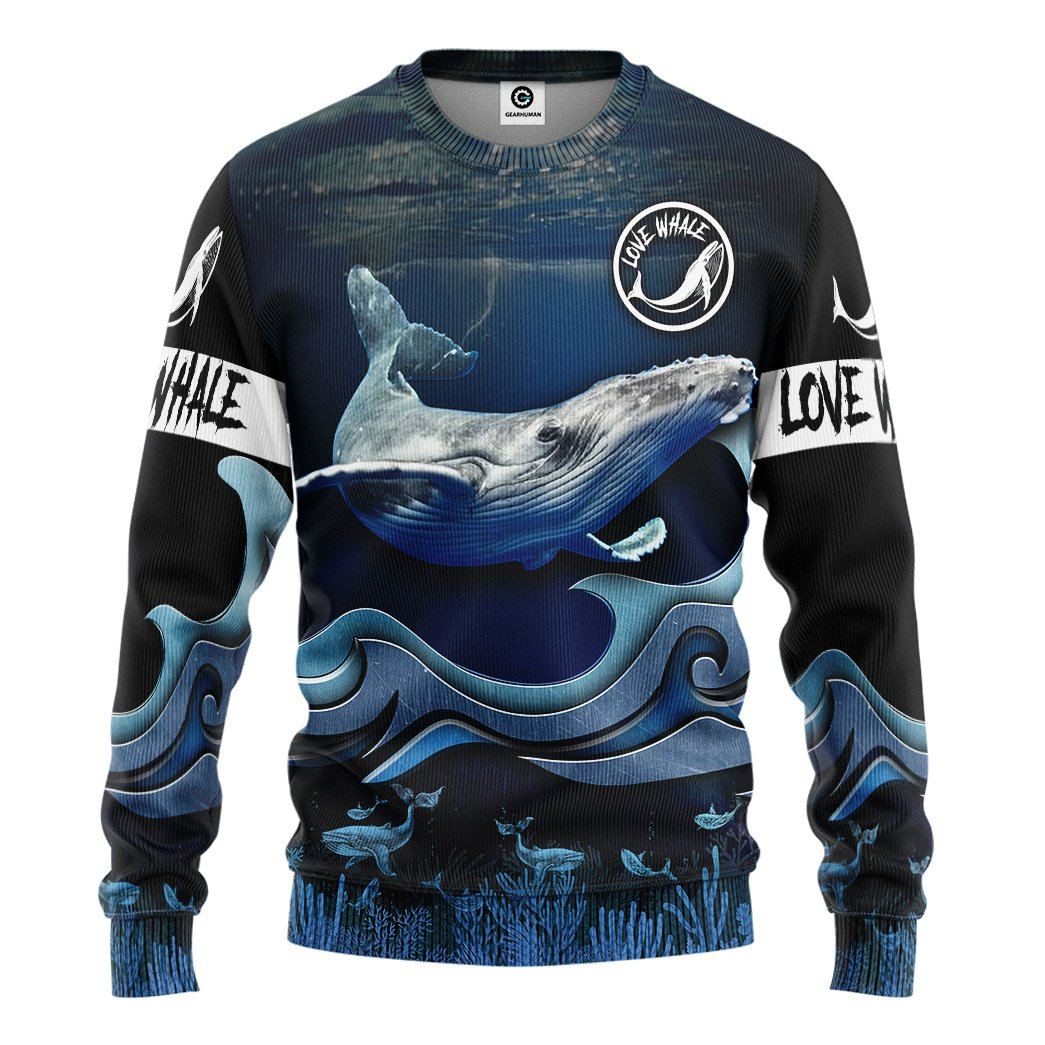 Gearhuman 3D Love Whale Watching Custom Tshirt Hoodie Apparel GV12113 3D Apparel Long Sleeve S 