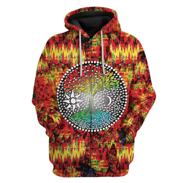 Gearhumans 3D Mandala Hippie Tie Dye Tree Of Life Custom Hoodies Apparel