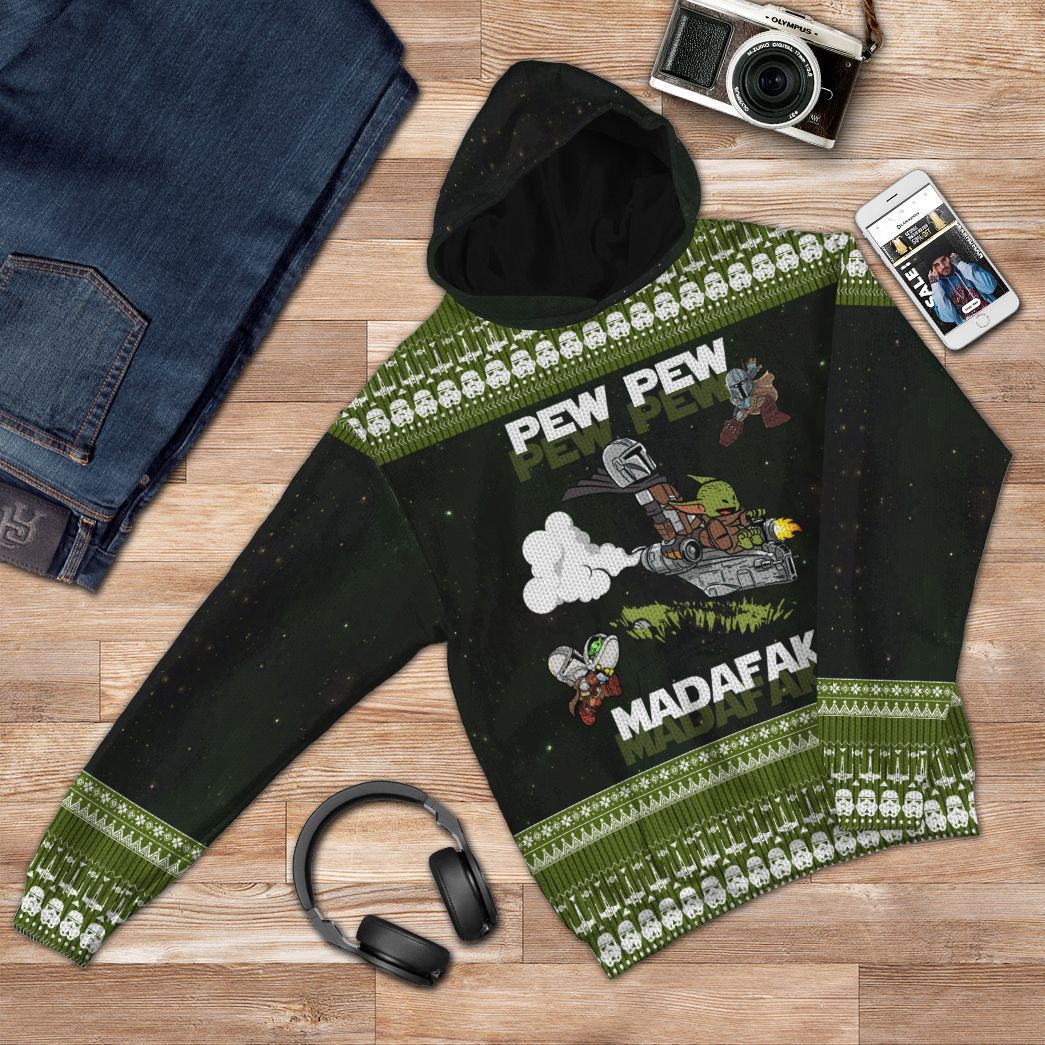 Gearhuman 3D Mando and Baby Star War Ugly Sweater Custom Hoodie Apparel GV15101 3D Apparel 