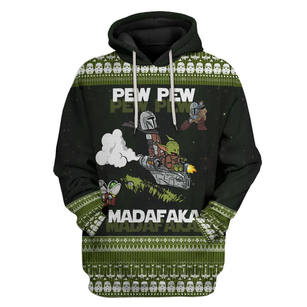 Gearhuman 3D Mando and Baby Star War Ugly Sweater Custom Hoodie Apparel GV15101 3D Apparel Hoodie S 