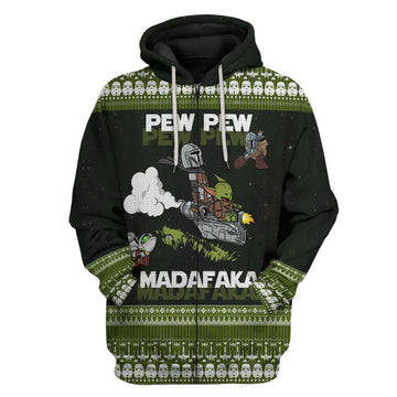 Gearhumans 3D Mando and Baby Star War Ugly Sweater Custom Hoodie Apparel