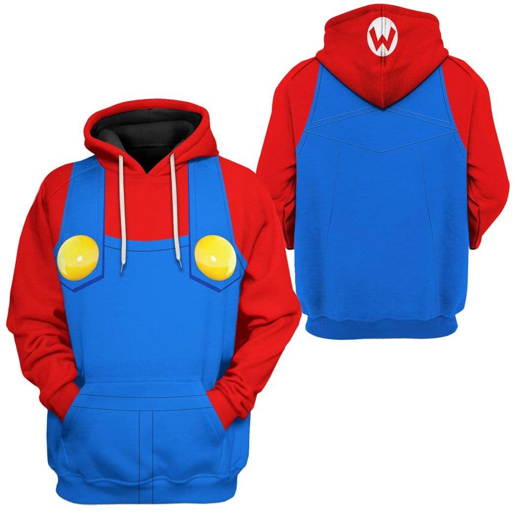 Gearhuman 3D Mario Custom Hoodie Apparel GS01065 3D Custom Fleece Hoodies 