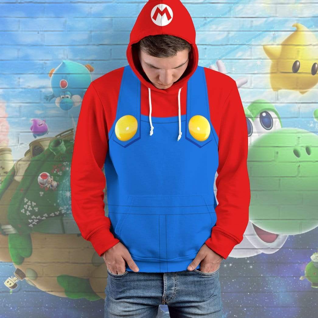 Gearhuman 3D Mario Custom Hoodie Apparel GS01065 3D Custom Fleece Hoodies 