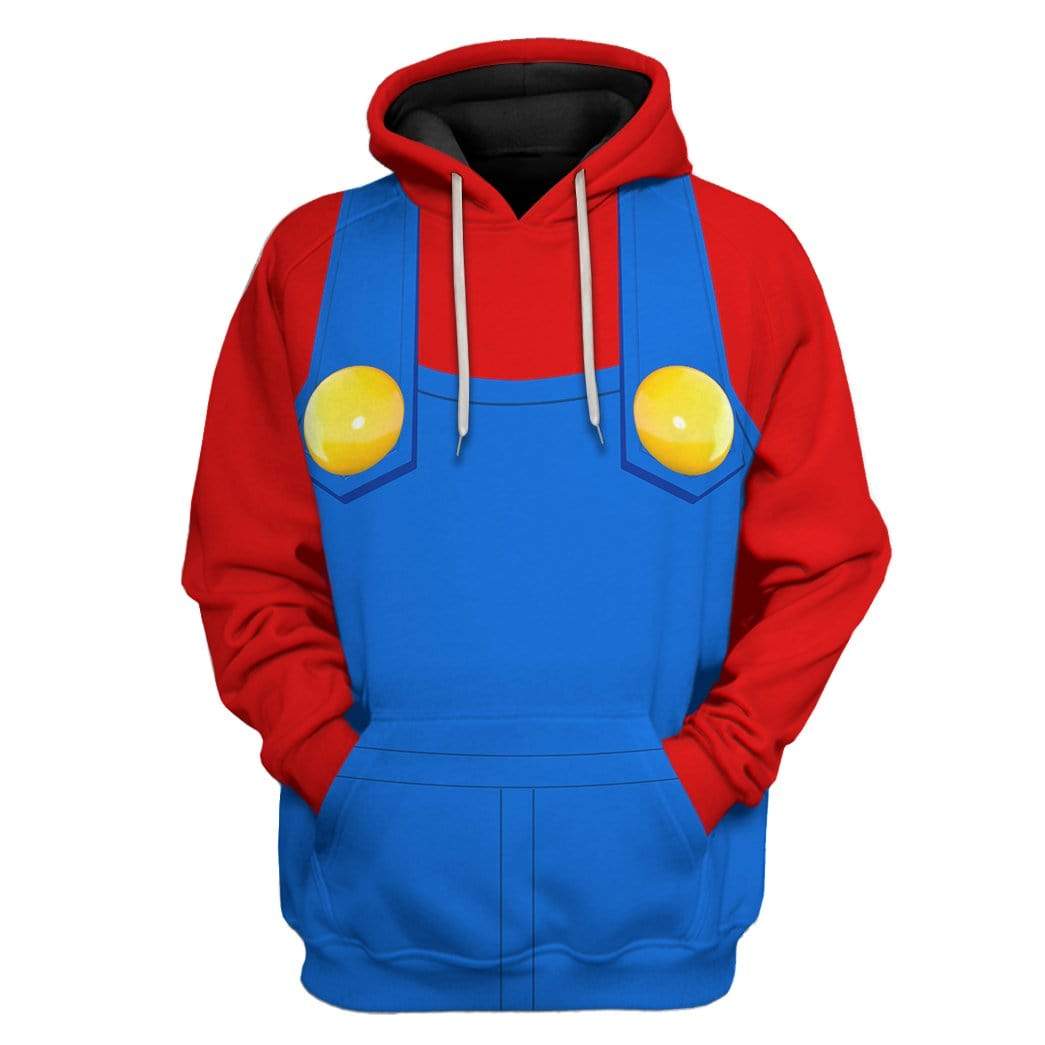 Gearhuman 3D Mario Custom Hoodie Apparel GS01065 3D Custom Fleece Hoodies Hoodie S 