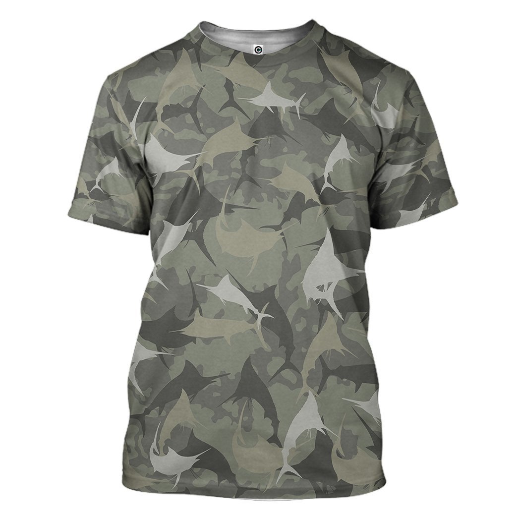 Gearhuman 3D Marlin Camo Custom Tshirt Hoodie Apparel GV08129 3D Apparel T-Shirt S 