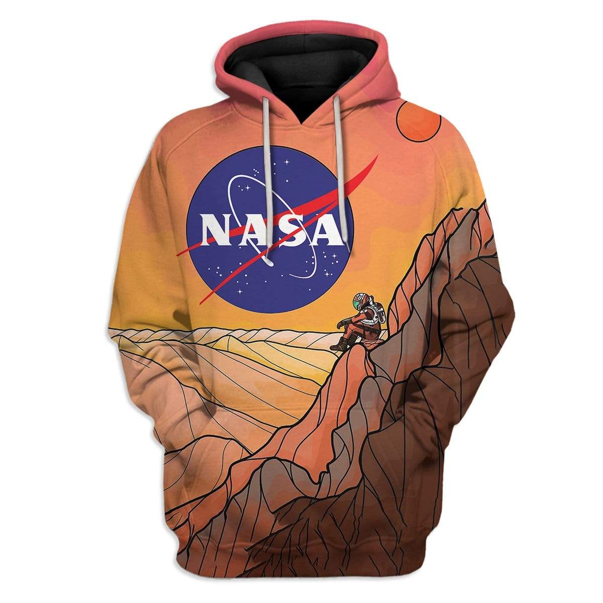 Gearhuman 3D Mars Nasa Astronaut Custom Hoodie Apparel GH24026 3D Custom Fleece Hoodies Hoodie S 