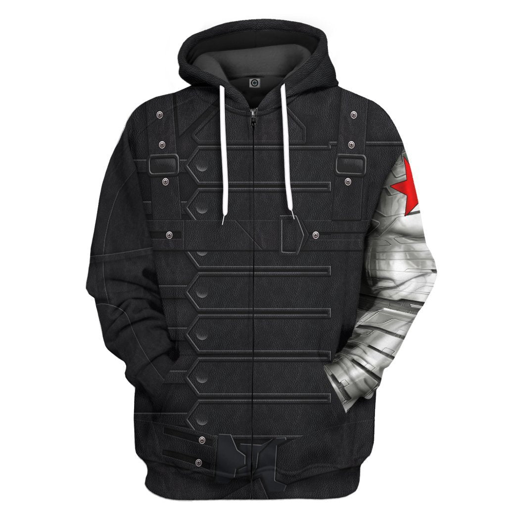 Gearhuman 3D Marvel Bucky Barnes Winter Soldier Custom Tshirt Hoodie Apparel GW26023 3D Apparel Zip Hoodie S
