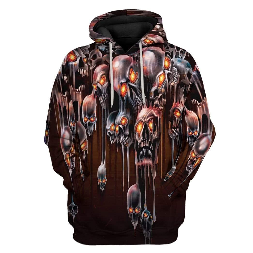 Gearhuman 3D Melting Skulls Custom Fleece Hoodie Apparel GV20041 3D Custom Fleece Hoodies Hoodie S 