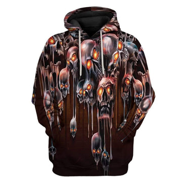 Gearhumans 3D Melting Skulls Custom Hoodie Apparel