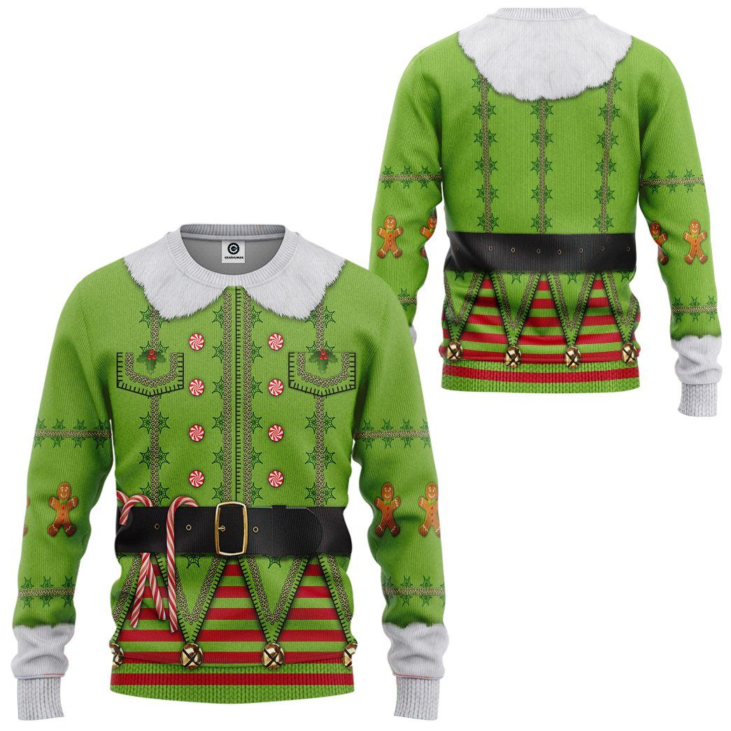 Gearhuman 3D Mens Ugly Christmas Elf Custom Tshirt Hoodie Apparel GJ07102 3D Apparel 