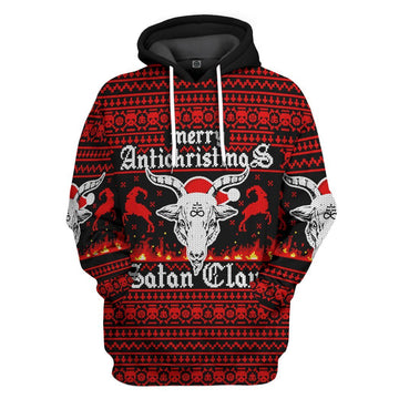 Gearhumans 3D Merry Antichristmas Satan Claus Ugly Xmas Sweater Custom Hoodie Apparel