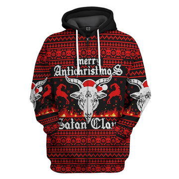 Gearhumans 3D Merry Antichristmas Satan Claus Ugly Xmas Sweater Custom Hoodie Apparel