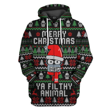 Gearhumans 3D Merry Christmas Ya Filthy Animal Custom Hoodie Apparel