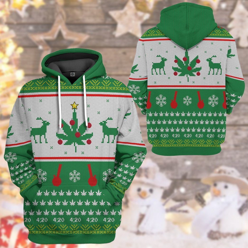 Gearhuman 3D Merry Kushmas Custom Hoodie Apparel GW12101 3D Apparel 