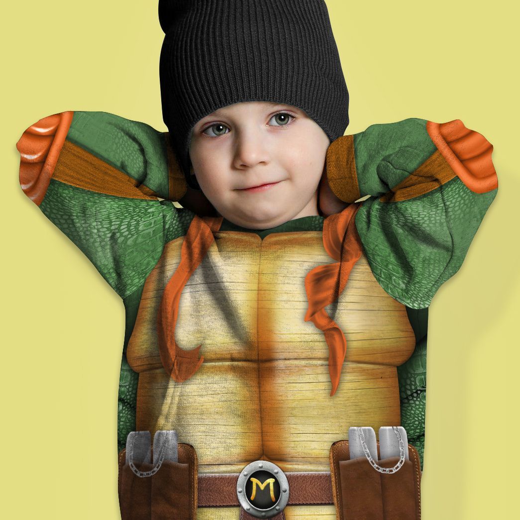 Gearhuman 3D Michelangelo TMNT Mike Mikey Cosplay Custom Kids CV07013 Kid 3D Apparel 