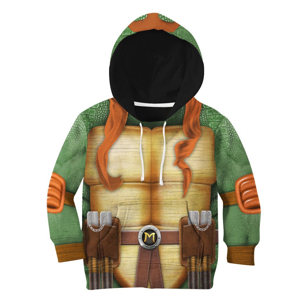 Gearhuman 3D Michelangelo TMNT Mike Mikey Cosplay Custom Kids CV07013 Kid 3D Apparel Kid Hoodie XS 