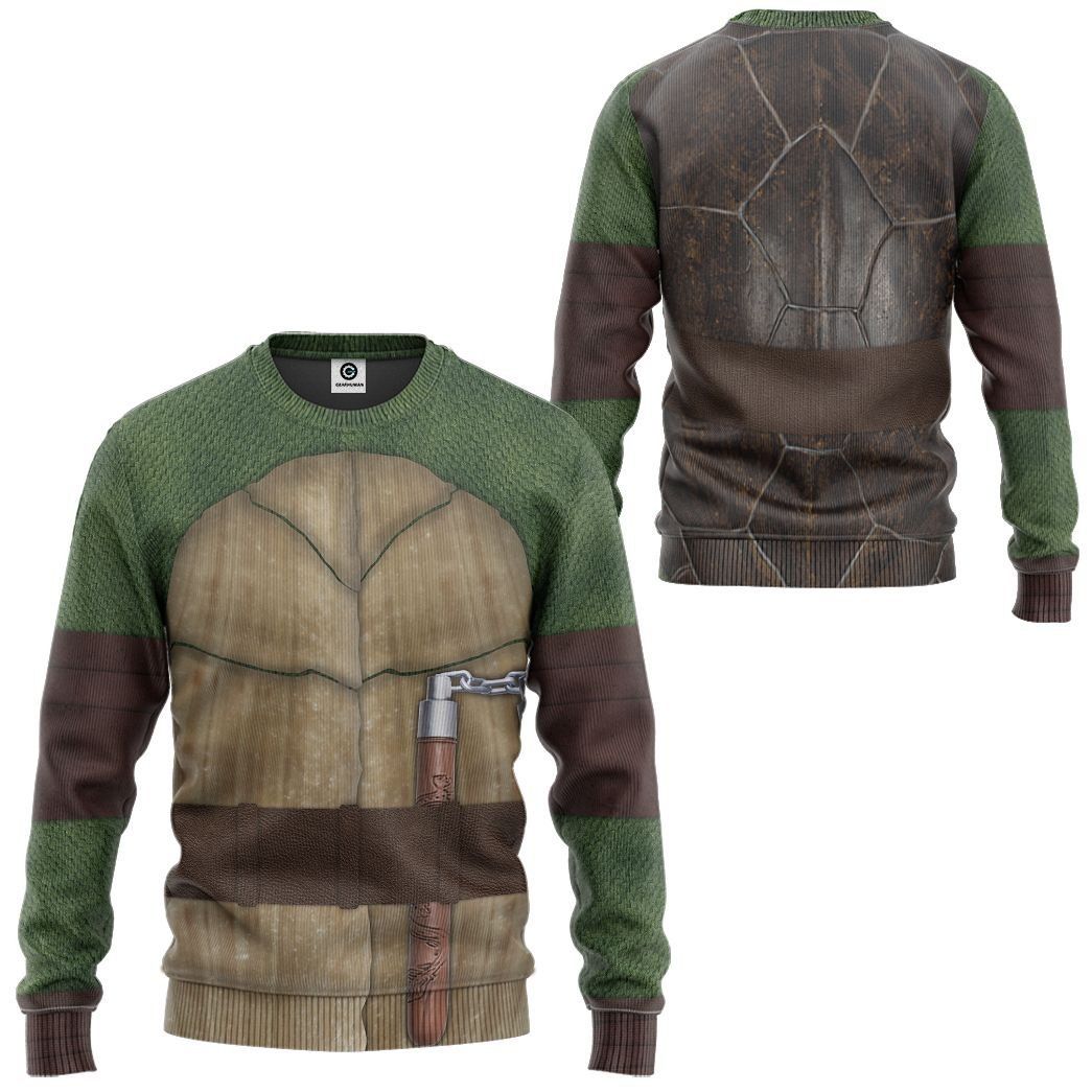 Gearhuman 3D Michelangelo TMNT Mike Mikey Cosplay Custom Tshirt Hoodie Apparel CV30116 3D Apparel Long Sleeve S 