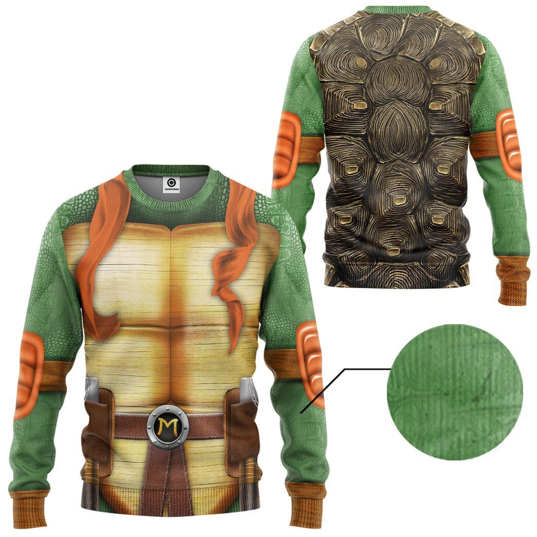 Gearhuman 3D Michelangelo TMNT Mike Mikey Cosplay Custom Tshirt Hoodie Apparel GV31121 3D Apparel 