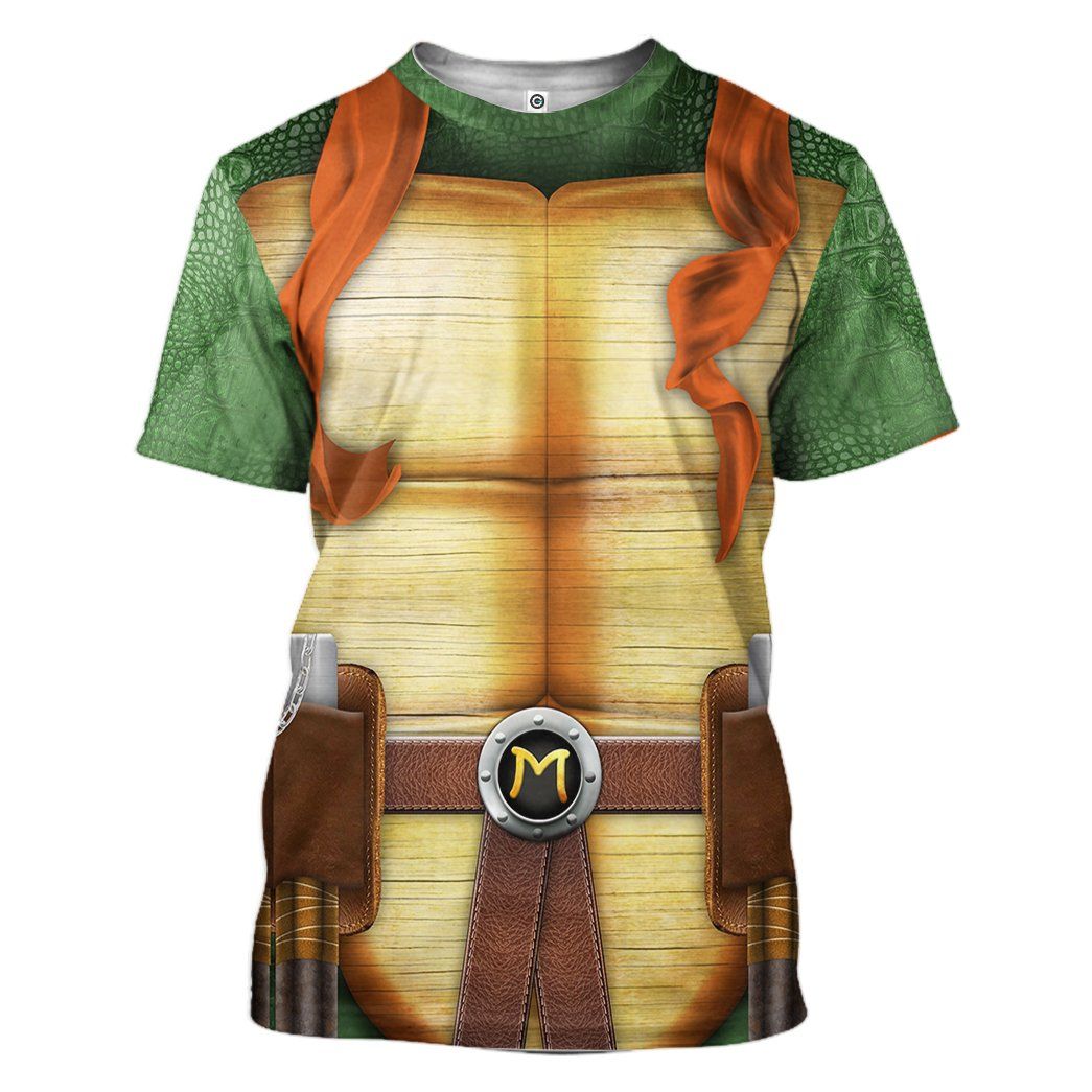 Gearhuman 3D Michelangelo TMNT Mike Mikey Cosplay Custom Tshirt Hoodie Apparel GV31121 3D Apparel T-Shirt S 